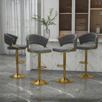 Set of 4 Bar Stool Adjustable Height with Swivel Seat