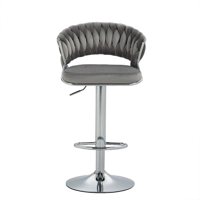 Set of 4 Bar Stool Adjustable Height with Swivel Seat