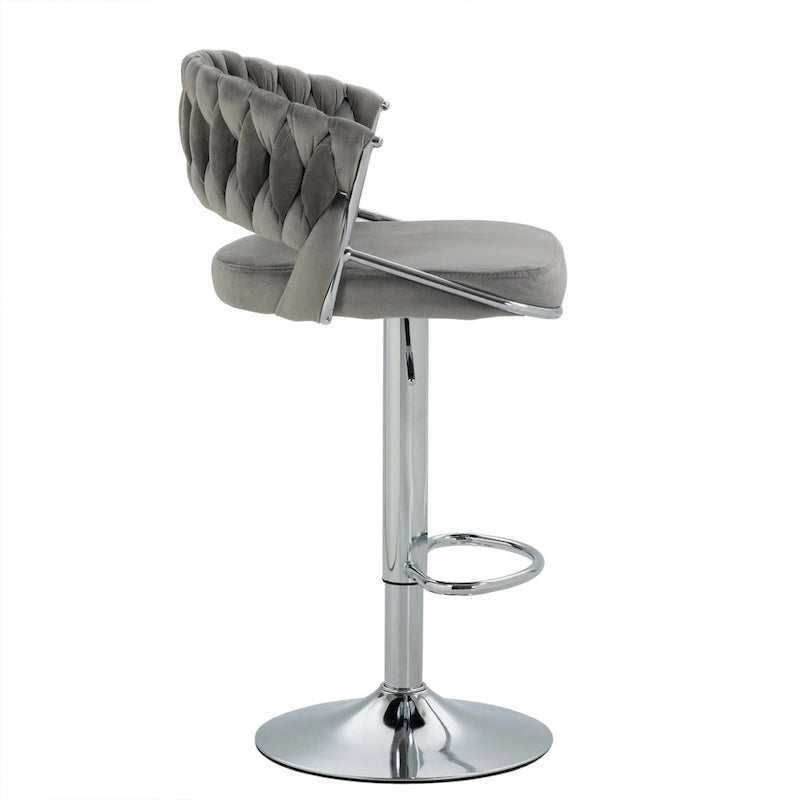 Set of 4 Bar Stool Adjustable Height with Swivel Seat