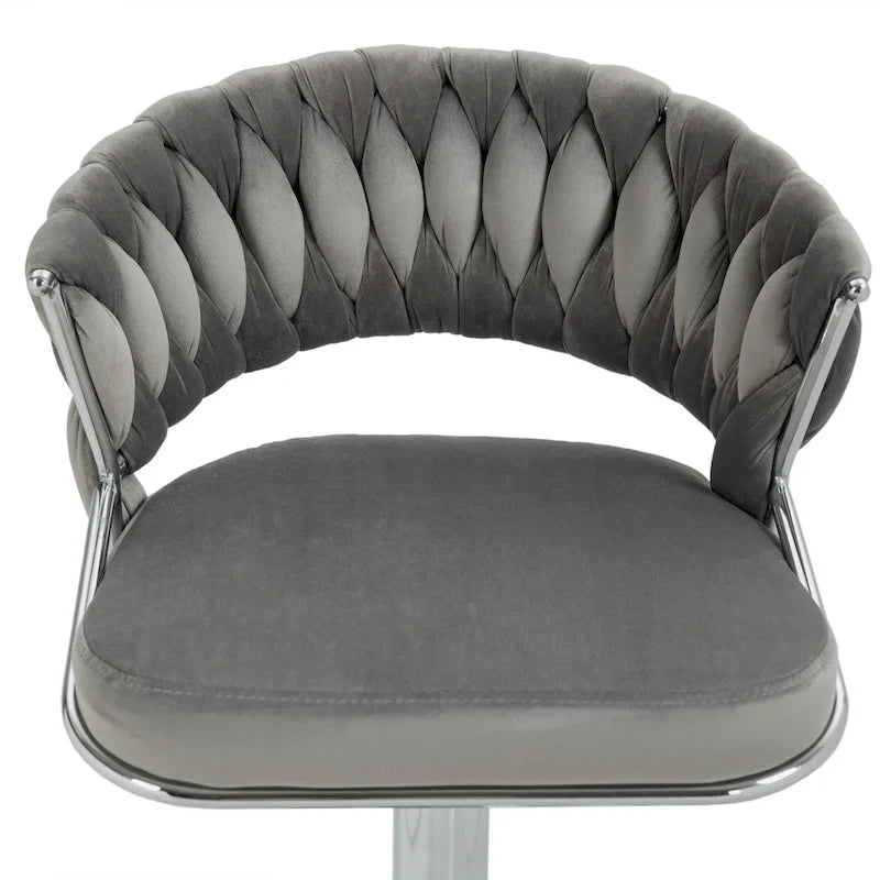 Set of 4 Bar Stool Adjustable Height with Swivel Seat