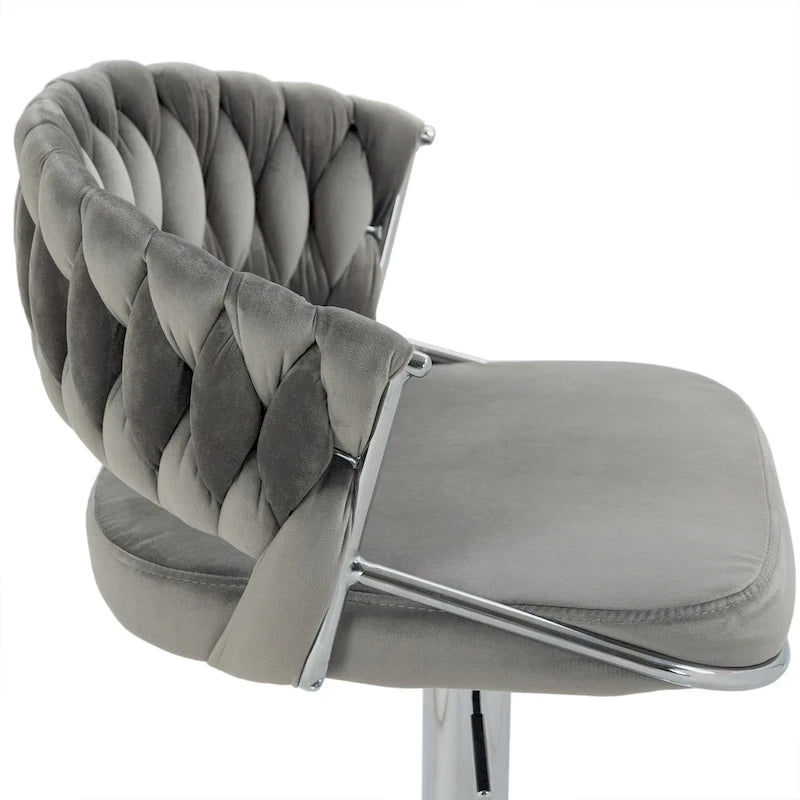 Set of 4 Bar Stool Adjustable Height with Swivel Seat