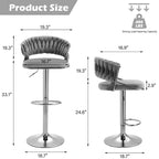 Set of 4 Bar Stool Adjustable Height with Swivel Seat