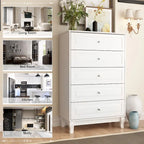 Chest of Drawers Tall 5 Drawer Dresser, Wood Dresser End Table Console
