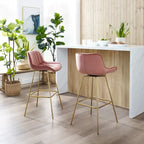 Art Leon Modern Swivel Velvet Barstool (Set of 2)