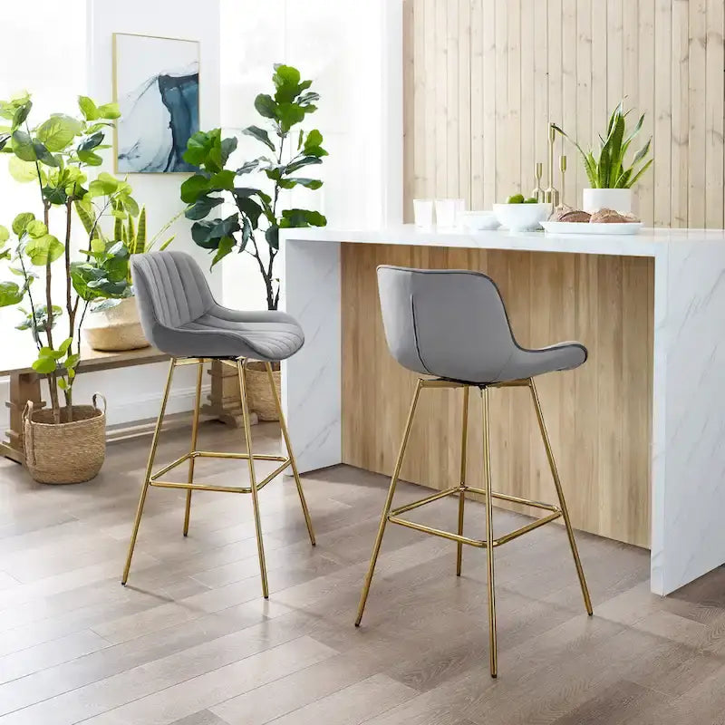 Art Leon Modern Swivel Velvet Barstool (Set of 2)