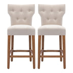 25 Inches Fabric Counter Height Bar Stools Button Tufted Upholstered Island Chairs Set of 2