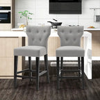 25 Inches Fabric Counter Height Bar Stools Button Tufted Upholstered Island Chairs Set of 2