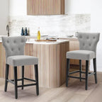 25 Inches Fabric Counter Height Bar Stools Button Tufted Upholstered Island Chairs Set of 2