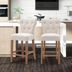 25 Inches Fabric Counter Height Bar Stools Button Tufted Upholstered Island Chairs Set of 2