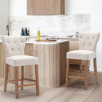 25 Inches Fabric Counter Height Bar Stools Button Tufted Upholstered Island Chairs Set of 2