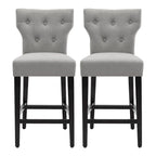 25 Inches Fabric Counter Height Bar Stools Button Tufted Upholstered Island Chairs Set of 2