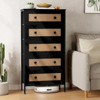 Crestlive Dresser Closet PE Wicker Rattan Storage Tower Organizer Chest of 5 Drawers