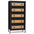 Crestlive Dresser Closet PE Wicker Rattan Storage Tower Organizer Chest of 5 Drawers