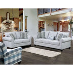Nolinas Transitional Grey Fabric Loveseat with Pillows by Furniture of America