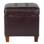 Porch & Den Bittern Square Tufted Faux Leather Storage Ottoman