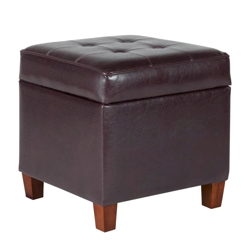 Porch & Den Bittern Square Tufted Faux Leather Storage Ottoman