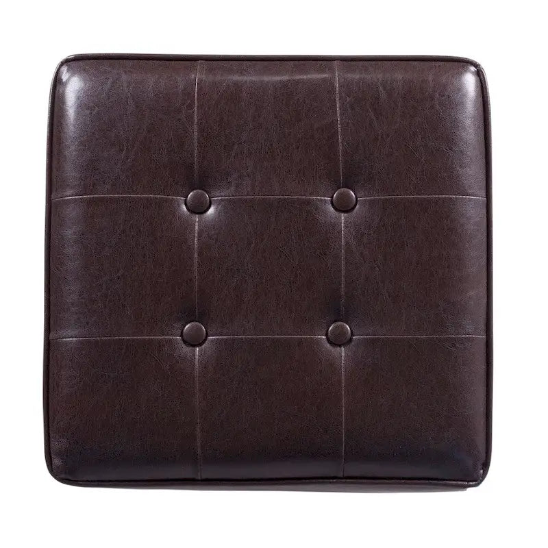 Porch & Den Bittern Square Tufted Faux Leather Storage Ottoman
