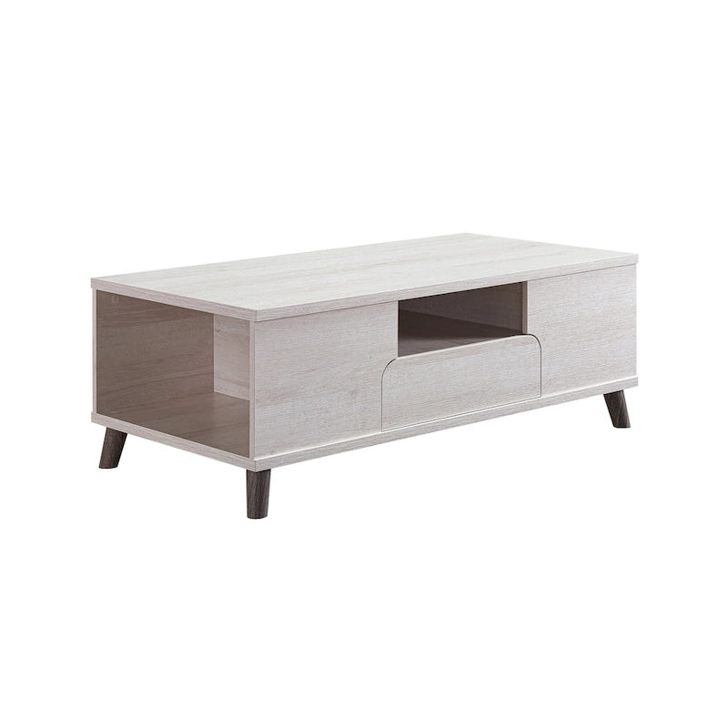 Mankx Mid-Century Modern White 47-inch 3-Shelf Coffee Table by Furniture of America