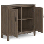 WYNDENHALL Rowan SOLID WOOD 32 inch Wide Contemporary Low Storage Cabinet in Smoky Brown - 14d x 32 w x 31h