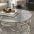 DH BASIC Modern Style Chrome and Gold Round Open Coffee Table by Denhour