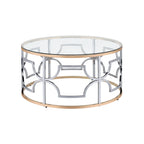 DH BASIC Modern Style Chrome and Gold Round Open Coffee Table by Denhour