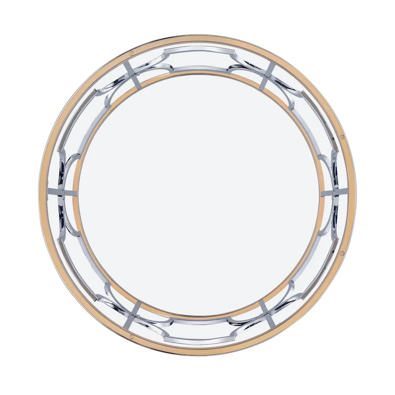 DH BASIC Modern Style Chrome and Gold Round Open Coffee Table by Denhour