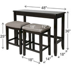 New Ridge Home Pub-Height Sofa Table with Two Counter-height Stools