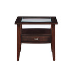 Genoas Traditional Walnut 27-inch Glasstop 1-Drawer End Table by Furniture of America