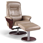 Artiva USA 'Milano' Modern Bend Wood Latte Leather Swivel Recliner with Ottoman set
