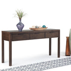 WYNDENHALL Fabian 60 inch Wide Solid Wood Contemporary Console Table in Warm Walnut Brown - 60 W x 16 D x 30 H