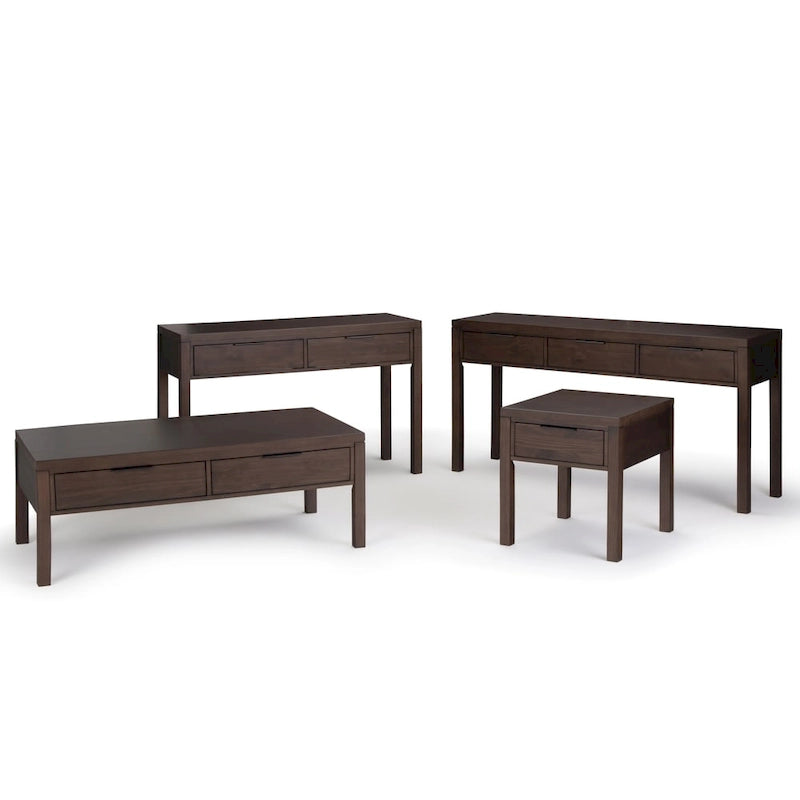 WYNDENHALL Fabian 60 inch Wide Solid Wood Contemporary Console Table in Warm Walnut Brown - 60 W x 16 D x 30 H