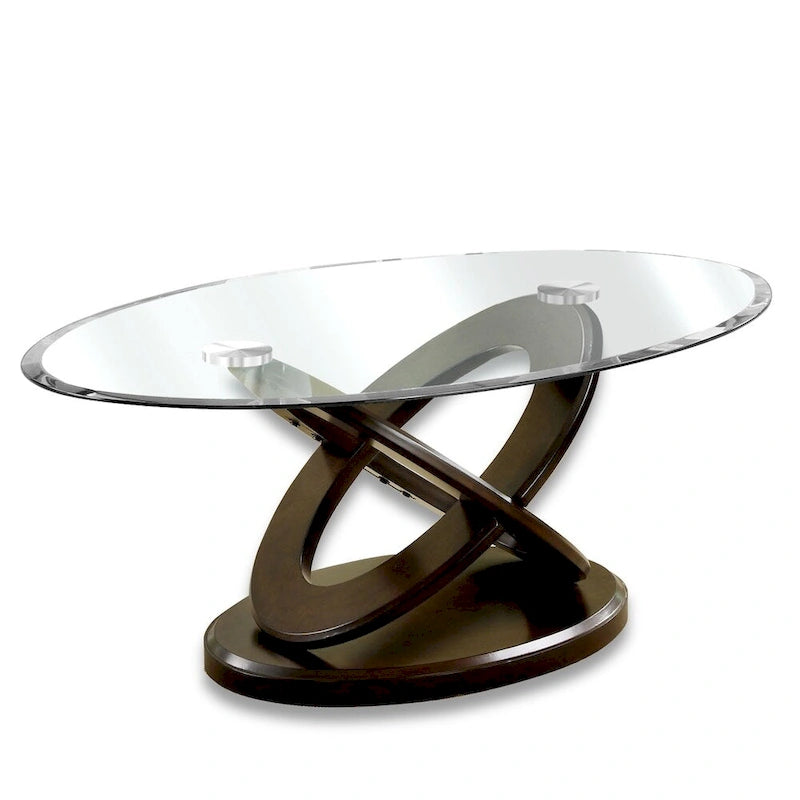 Faza Contemporary Walnut 48-inch Glass Top 3-Piece Accent Table Set by Furniture of America