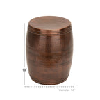 Metal Handmade Drum Shaped Accent Table with Hammered Design - Brown, Silver, Copper, Gold - Roche River Decor