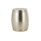 Metal Handmade Drum Shaped Accent Table with Hammered Design - Brown, Silver, Copper, Gold - Roche River Decor