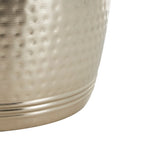 Metal Handmade Drum Shaped Accent Table with Hammered Design - Brown, Silver, Copper, Gold - Roche River Decor