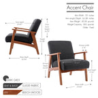 Porthos Home Sena Accent Chair With Wooden Legs & Suede Upholstery