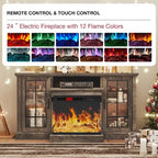 59Fireplace TV Stand with 3-Sided Glass Electric Fireplace