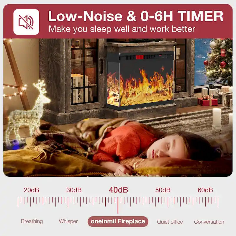 59Fireplace TV Stand with 3-Sided Glass Electric Fireplace