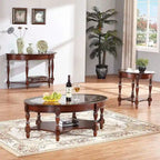 Solid Wood End Tables Coffee Tables Console Table with Glass Top