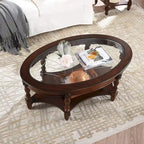 Solid Wood End Tables Coffee Tables Console Table with Glass Top