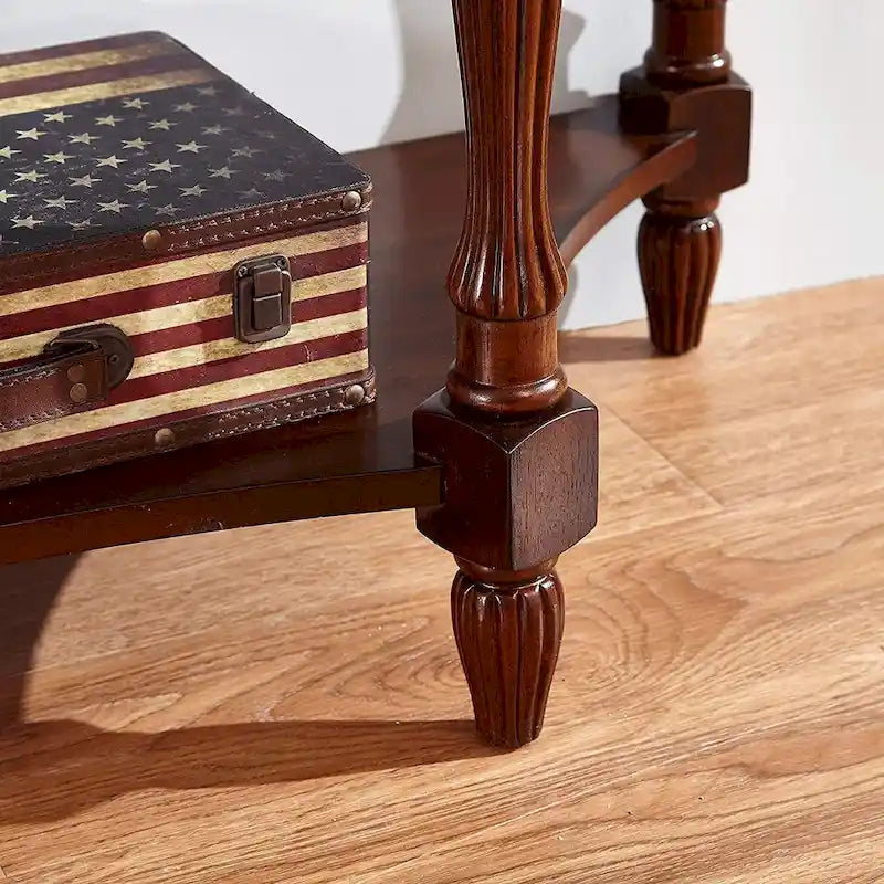 Solid Wood End Tables Coffee Tables Console Table with Glass Top