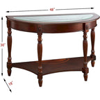 Solid Wood End Tables Coffee Tables Console Table with Glass Top