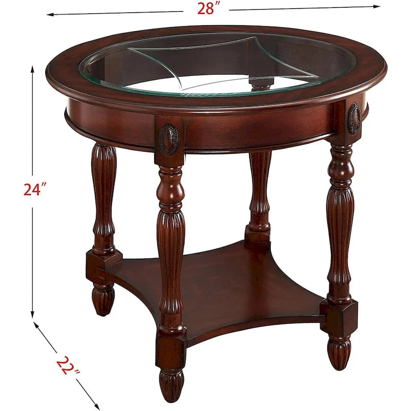 Solid Wood End Tables Coffee Tables Console Table with Glass Top