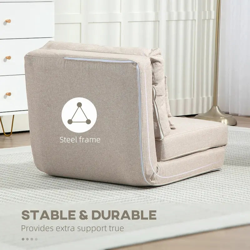 HOMCOM Convertible Flip Folding Upholstered Chair, Floor Lazy Sofa Bed