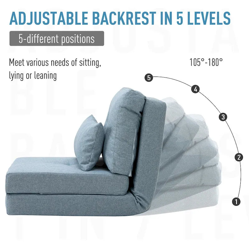 HOMCOM Convertible Flip Folding Upholstered Chair, Floor Lazy Sofa Bed