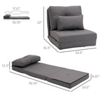 HOMCOM Convertible Flip Folding Upholstered Chair, Floor Lazy Sofa Bed
