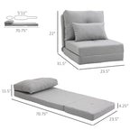 HOMCOM Convertible Flip Folding Upholstered Chair, Floor Lazy Sofa Bed