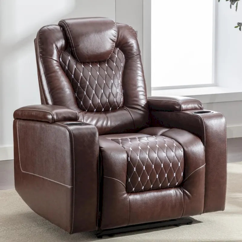 Electric Home Theater Overstuffed Single Reclining Sofa with Hidden Arm Storage