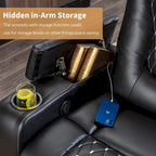 Electric Home Theater Overstuffed Single Reclining Sofa with Hidden Arm Storage