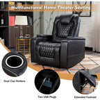 Electric Home Theater Overstuffed Single Reclining Sofa with Hidden Arm Storage